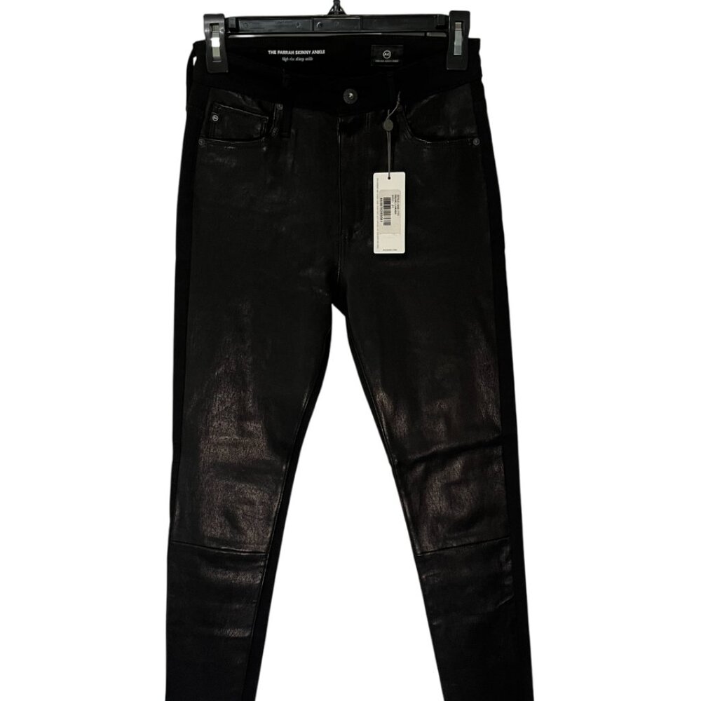 AG Women's Farrah Faux Leather High Rise Skinny Pants, Size 27, Black